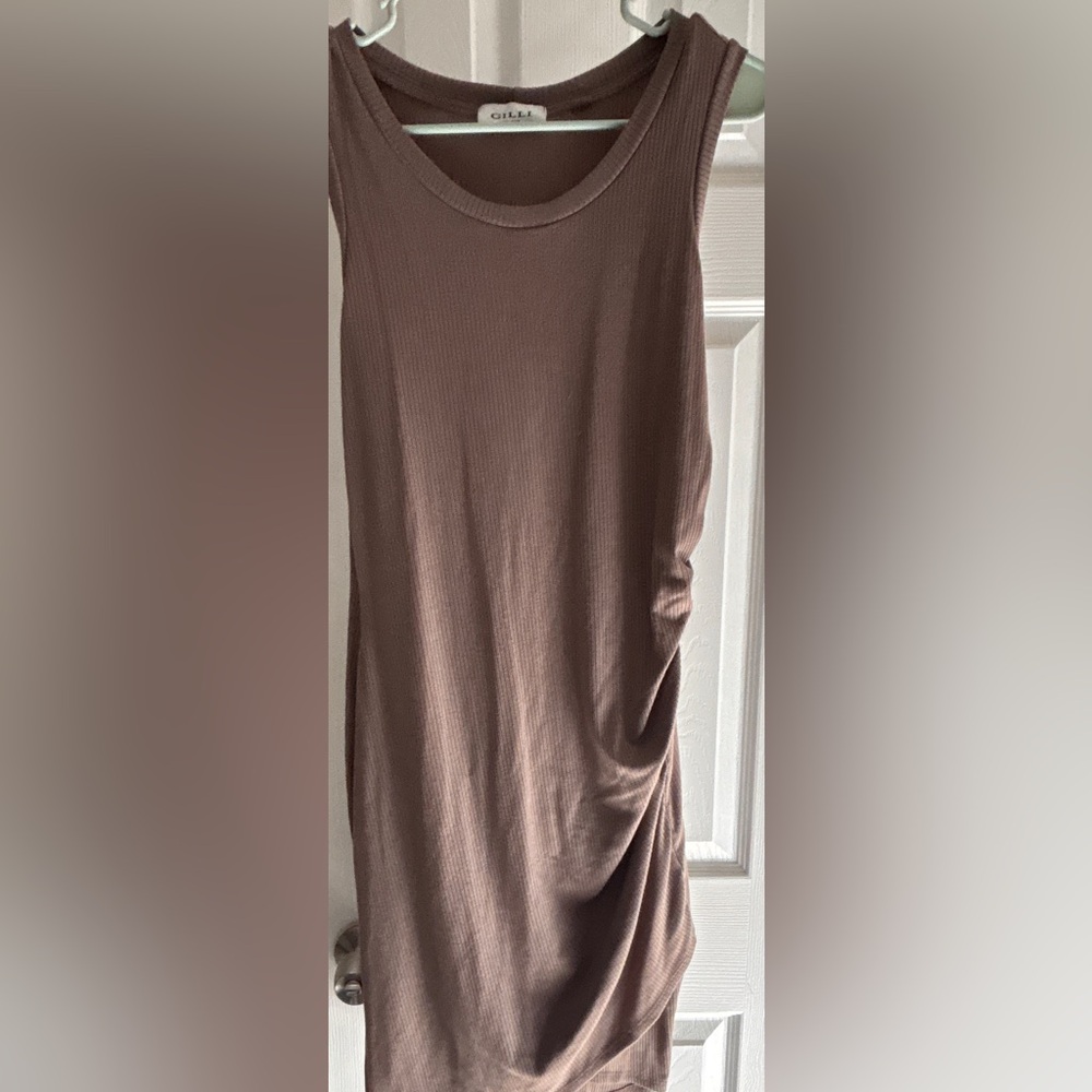 Gilli Taupe Ribbed Knit Top